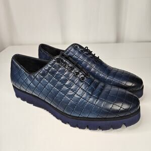 Marco Di Milano Quilted Calfskin Casual Sneakers Navy Unisex Mens EU 42 US 9